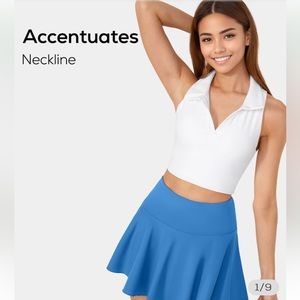 Halara In My Feels Collared Racerback Cropped Tennis Tank Top size Small